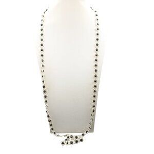 Vintage Black & White Beaded Crocheted Pearl Necklace